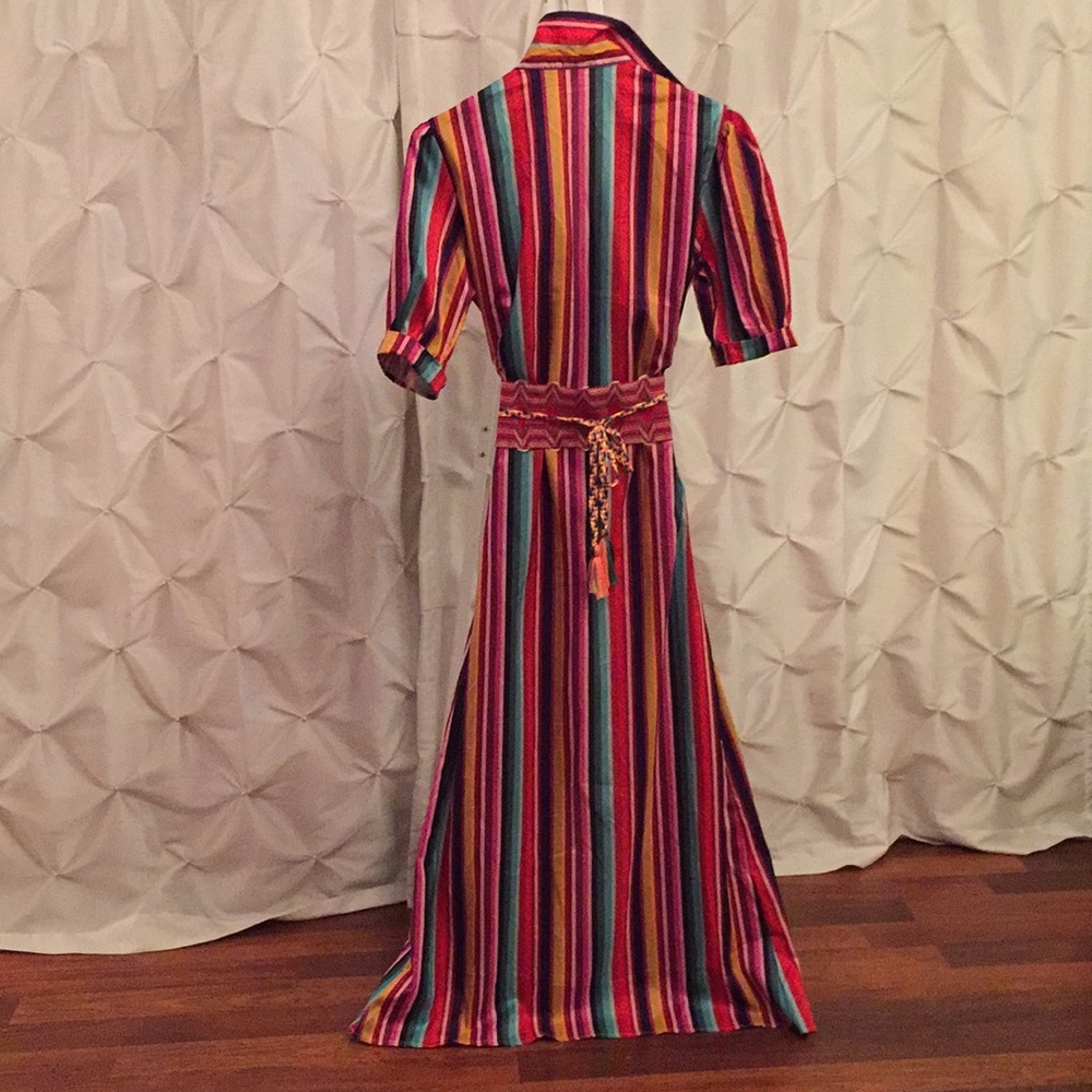 Hand cut multicolored Button Down dress /  duster. - Picture 4 of 12